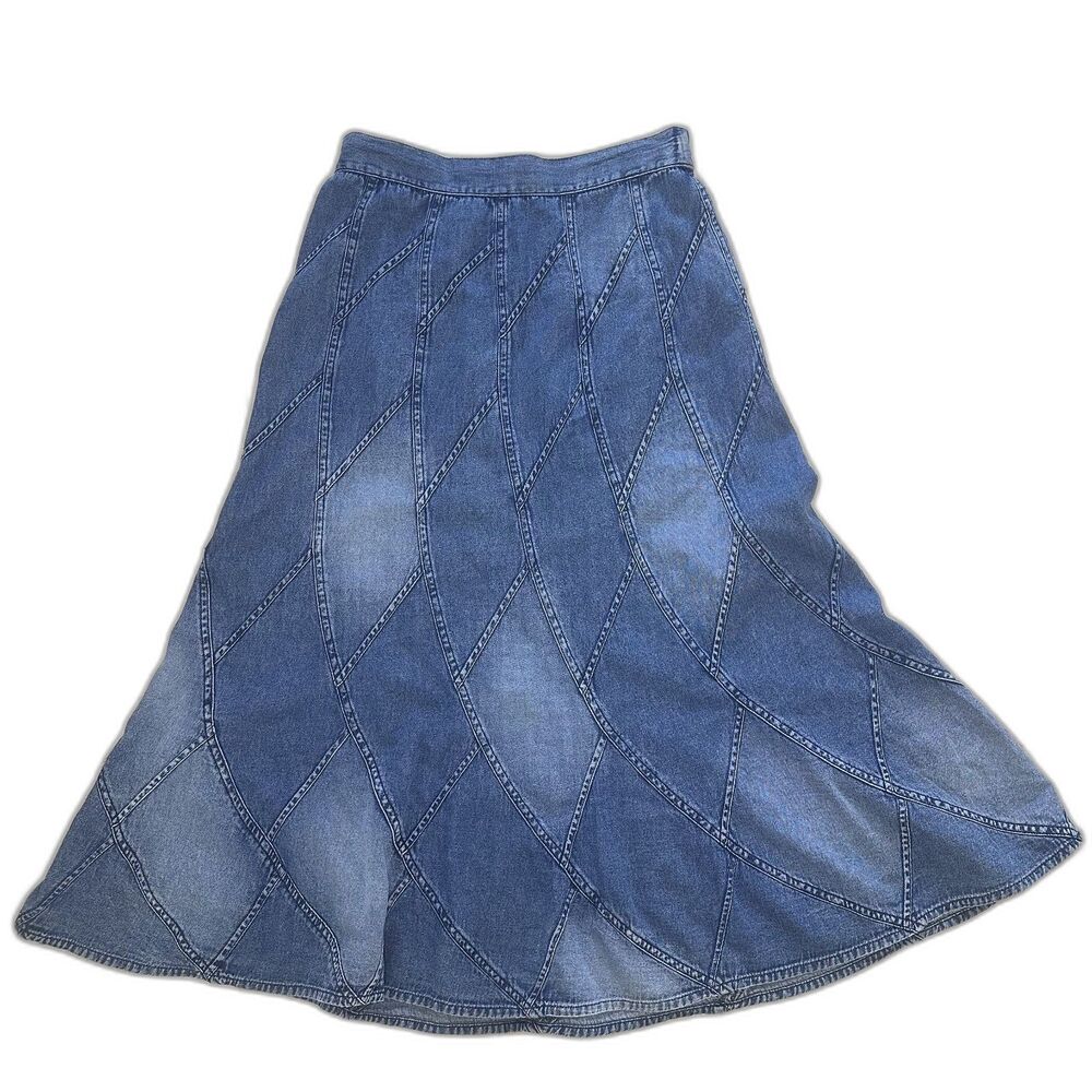 Studio West vtg 90's western pull on denim maxi skirt size s